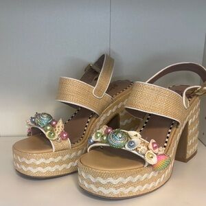 Shellie Platform Sandals by Betsey Johnson in the "Natural Multi"
